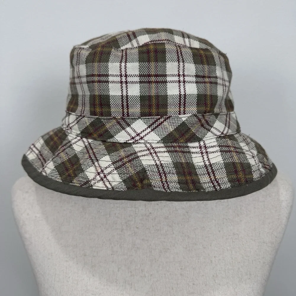 Vintage GAP Hat Mens Size S/M Green Plaid Check Y2K 90s Bucket Hat Preppy Retro - Picture 2 of 11